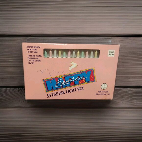 VTG Cottontale Pastel Easter String Light 35 Mini Light Set In-out Door 18ft NEW - Picture 1 of 7